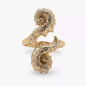 Zara Gold Tone Coral Bangle Bracelet | Sculptural Metal Cuff | NWT